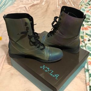 Dollskill reflective rainbow boots